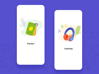 APP/ Study_6U ui 儿童 单次卡 卡片 听 启动 字母 学习 插画 教育 耳机 耳麦 预习