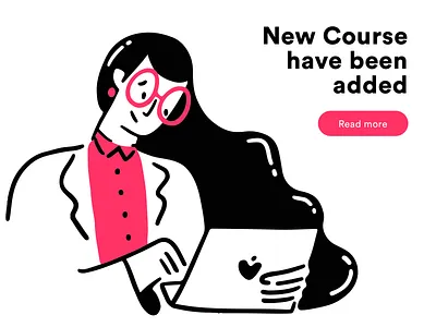 New Course app course design girl icon illustration laptop minimal office ui ux vector web work