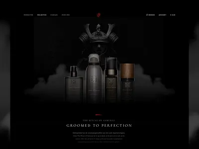 Rituals Header Exploration body clean creme dark dark ui exploration explore header men mysterious rituals samurai smoke uidesign warrior
