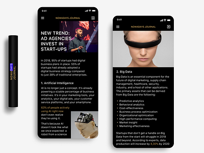 Daily UI Challenge #35 Blog Post app article artificial intelligence black blog blog post challenge design future ios iphone item journal letters mobile speedyg0nzalesart start up startups web