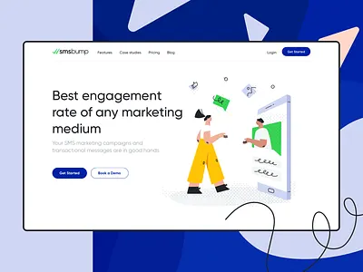 Text Marketing Automations Platform - SMSBump automation bigcommerce design ecommerce elegant engaging illustraion interface landing landing page design marketing messages modern playful product product design shopify sms sms marketing store