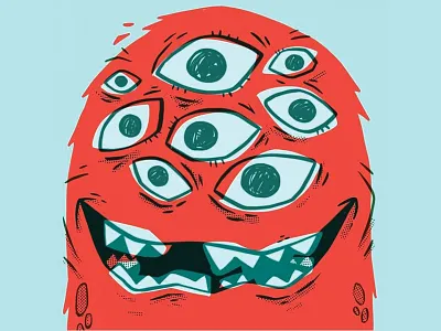 Too many eyes! 80s blake stevenson cartoon character design creepy cute eyes furry hipster illustration jetpacks and rollerskates kids monster retro teeth wacky weird