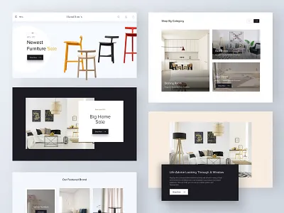 Furniture Homepage branding chair creative design dining room ecommerce furniture home page landing page layout marketing modern shopping sketch sofa table uiux web website design wooden