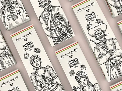 Passionate - Packaging Design beverage box character character design chocolate design food food packaging fruit graphic design hungarian hungary illustration line packaging packaging sesign palinka souvenir sweets vector
