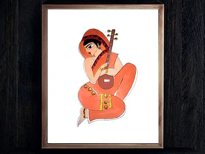 Meera - Jamini Ray Art 2d art artwork branding character classical creative design illustration jamini ray art portrait