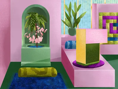 My lampe Teinte #2 in a Indian house abstract architecture color colors design flower house illustration interaction interior design leaves maximalism plants texture tropical