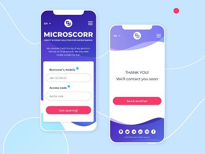 Scorring mobile design clean desing flat illustraion illustration landing landing page design lines minimal responsive ui ui design violet waves web webdesign
