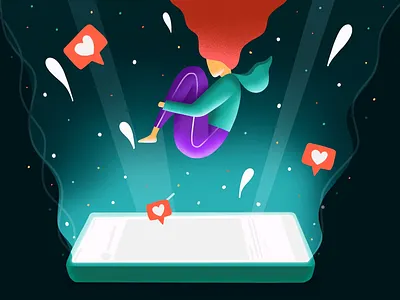 Jump Online art design digital digital art digital illustration dunking illustration instagram jumping landing page likes motion movement online sketch social media splash ui ux web design