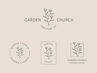 Garden Church Logo & Branding badge logo brand brand identity branding design logo logo design logos minimal modern monoline natural nature organic plants typography vector