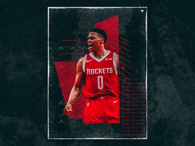 Russell Westbrook Rockets basketball branding grunge houston houston rockets jersey jersey swap layout mockup nba nike poster red rockets russell westbrook sports design sports poster texture textured