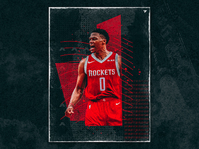Russell Westbrook Rockets basketball branding grunge houston houston rockets jersey jersey swap layout mockup nba nike poster red rockets russell westbrook sports design sports poster texture textured