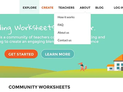 Wizer Header branding builder dropdown edtech menu ui ux web app