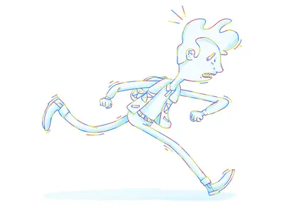 Rejected character design illustration ink late rgb running scared student test watercolor