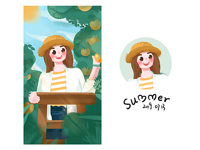 Illustration fruits girl illustration oranges