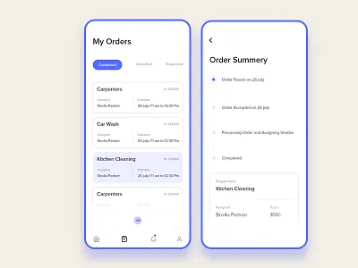 My Orders animation app design ios myorders order summery page screens ui ux