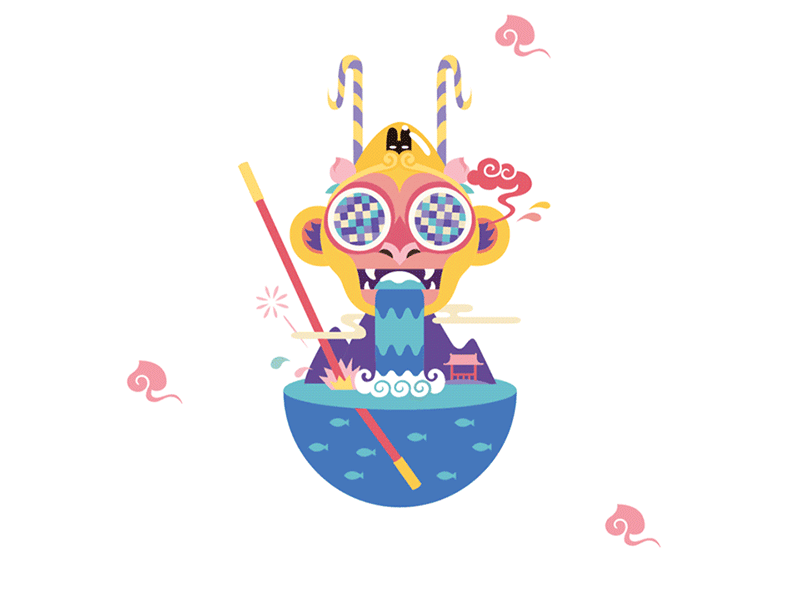 Chinese zodiac - Monkey 2d 2danimation animal chinese culture chinese new year gif illustration monkey monkey king rabbitpoop zodiac sign