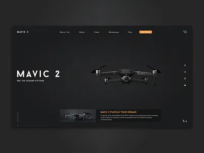 Dji Mavic 2 dron branding design dron entertainment figma fly information layout promo shot ui ux web web website