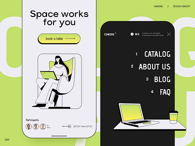 Responsive | Cowork adaptive booking coworking coworking space design desire agency graphic design landing landing page mobile mobile interface mobile ui office responsive site ui web interface web site web ui website