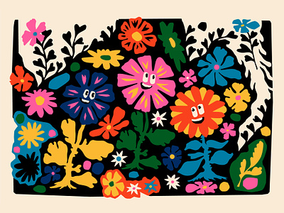 Frivolous Flowers Freaking Out art botanical floral flower flowers googly googly eyes happy illustration nature psychedelic spring summer summer of love