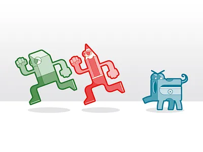 Run boys run characters comic eraser illustration pencil sharpener vector vectorart