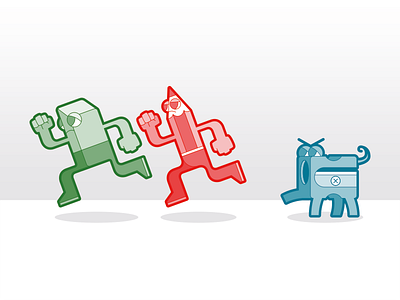 Run boys run characters comic eraser illustration pencil sharpener vector vectorart