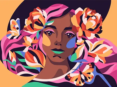 Summertime Girl character coloring book flat game illustration simple stolz vector