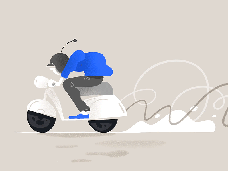 Vespa animation character illustration loop motion design procreateapp