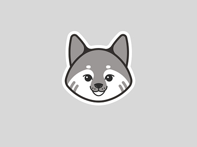 Little wolf logo animal character badge cartoon animal cartoon wolf cub dog flat design gray icon linear mark pup round rounded logo sign simple vector wolf wolf cub wolf logo