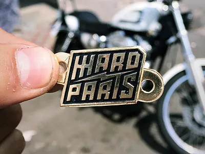 HHARD PARTS badge brand assets brand design branding choppers garage illustration lettering lightning lockup logo logotype motorcycle script thunder