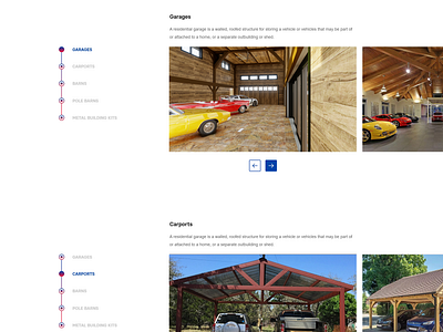Gallery page tabs buttons gallery navigate navigation sections tabs website home page