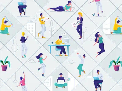 Characters character character design clean colors design agency girl illustration illustrations illustrator man photoshop ui ux virtual reality woman