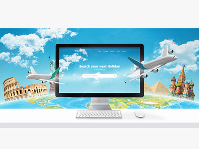 Search your next holiday web design concept app design full layered graphic design header hero illustration photoshop presentation slider travel traveling web design webdesign website website design