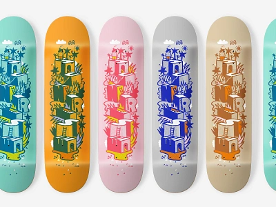 Illustration deck illustration skate skateboarding sunrise surf shop