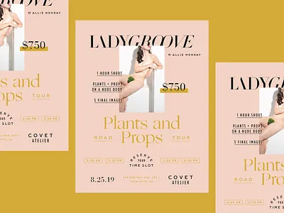 Photoshoot flyer boudoir branding flyer layout logo modern nude photography plants poster typography