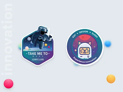 We love stickers astronaut cat fun gradient innovation moon space stickers uxbert