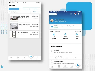 Profil And Transaction The Furnished App app app design design icon illustration ios app logo mobile ui uidesign uiux user experience design ux vector