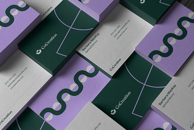 CoCreation | Business Cards brand branding business cards design graphic design green logo pattern purple