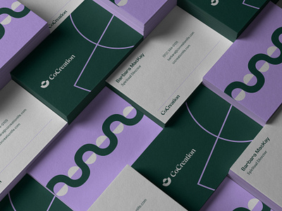 CoCreation | Business Cards brand branding business cards design graphic design green logo pattern purple