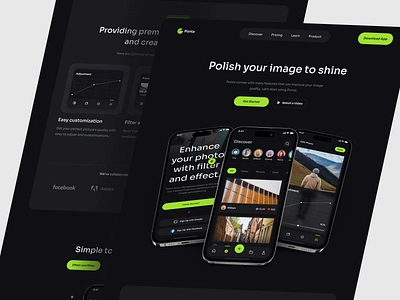 Ponta - Photo Editor Website app design canva clean design crop edit editing app editor app effect filter gallery image editor mobile app photo photo app photo edit photo editor rotate simple ui video editor