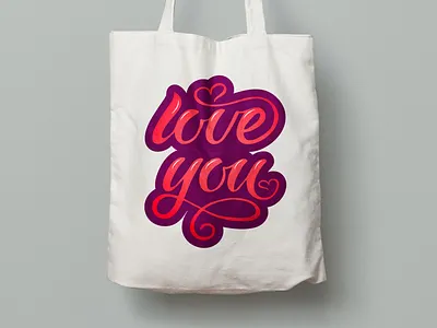 Love You - hand lettering on eco bag. design hand lettering icon illustration lettering logo love you typography