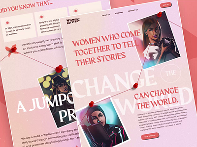 Women of Mystery: Branding and Homepage Design 2d art 2d illustration evidence board graphic design homepage design metaverse motion graphics murder mystery mystery nft nft project thriller ui ux web3 women in web3