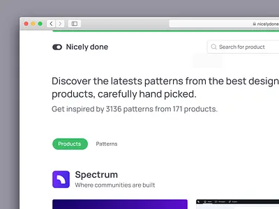 Nicelydone v3 design homepage inspiration patterns products ui website