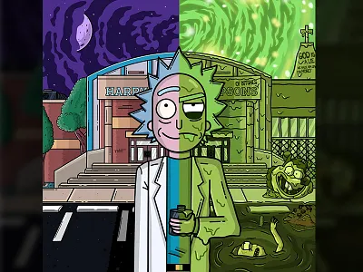 Toxic/healthy Rick healthy rick illustration illustrator morty smith portal gun rick rick and morty rick sanchez rickandmorty toxic rick vector