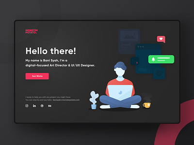 Personal Portfolio Site black dark design grey illustration landing page personal portfolio red site ui vector website