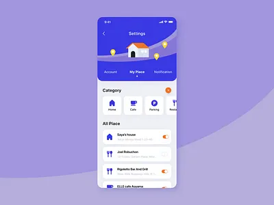 Daily UI challenge 007 ▷ Settings app appdesign daily007 dailyui dailyui007 dailyuichallenge design flat inspiration interface map photoshop ui uidesign ux vector web webdesign xd