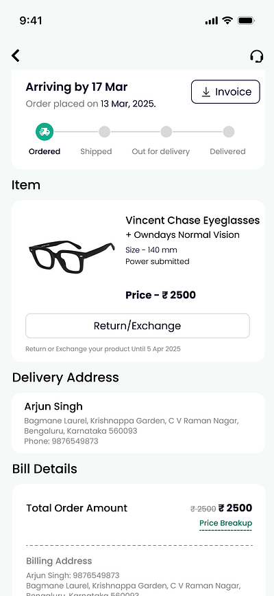 Order detail page. appdesign branding design ui ux visual design