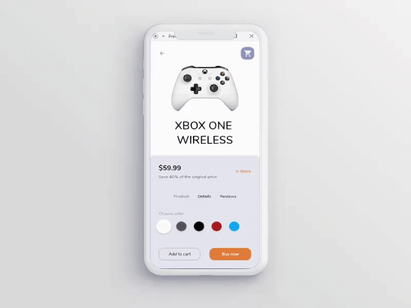 iOS E-Commerce App Product Page Concept Animation animation app design design ecommerce ecommerce app gaming ios iphone motion motion design product product page ui ui design user interface userinterface ux uxui xbox