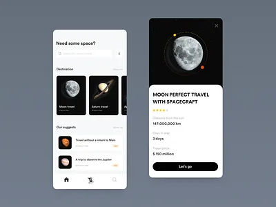 Space Traveling App Concept app app design concept jupiter landing landingpage mars minimaldesign moon planet space space traveling spacecraft travel travel app ui ui design uidesign uiux ux