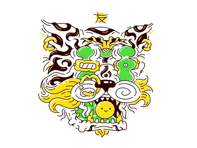 Tiger jaws abstract abstractline acid asia character china design dope graphic illustration japan jaws outline print smile surrealism tiger vector weird weird art