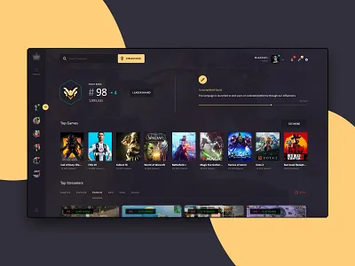 gaming Dashboard app dashboard dashboard template game gaming interface landing page twitch ui ui ux user interface ux web interface